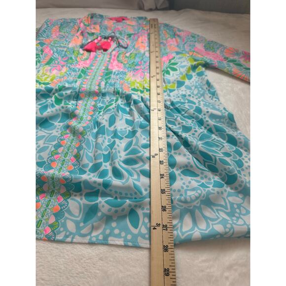 Lilly Pulitzer Pin Tuck Blouse Size Medium Tropical Print Tunic Flowy Preppy - Picture 5 of 7